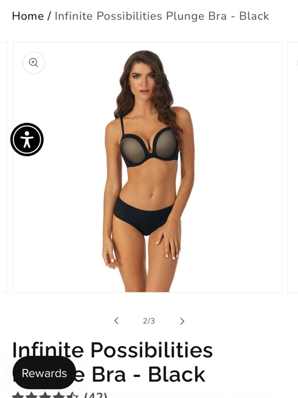 Le Mystère black convertible underwire bra featuring mesh-lined cups. 34F